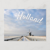Winterlandschap met sneeuw en windmolen in Nederla Briefkaart (Voorkant)