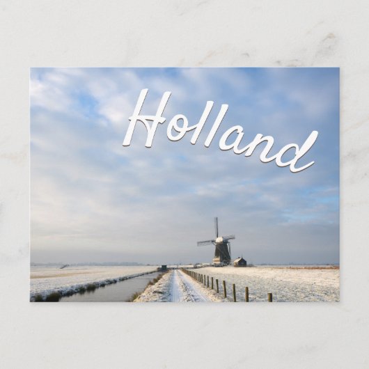 Winterlandschap met sneeuw en windmolen in Nederla Briefkaart (Voorkant)