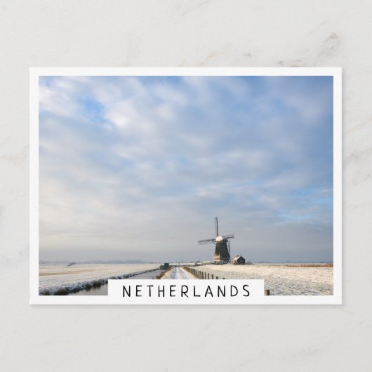 Winterlandschap met sneeuw en windmolen in Nederla Briefkaart (Voorkant)