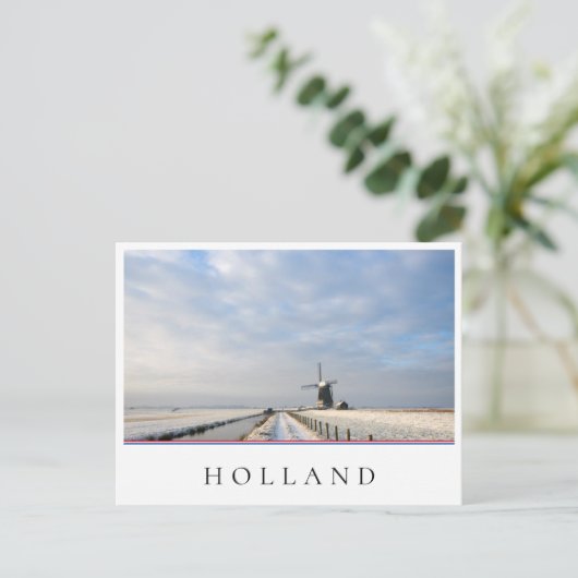 Winterlandschap met sneeuw en windmolen in Nederla Briefkaart (Staand voorkant)