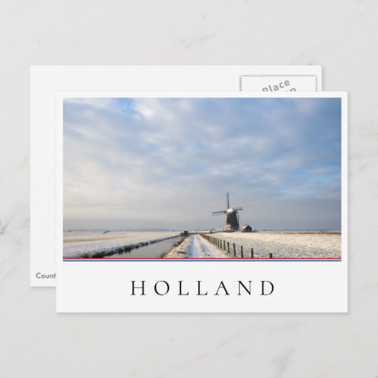Winterlandschap met sneeuw en windmolen in Nederla Briefkaart (Voorkant / Achterkant)