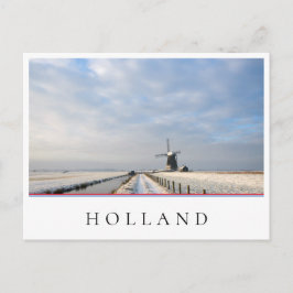 Winterlandschap met sneeuw en windmolen in Nederla Briefkaart