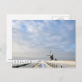 Winterlandschap met sneeuw en windmolen in Nederla Briefkaart (Voorkant / Achterkant)