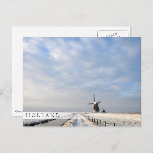 Winterlandschap met sneeuw en windmolen in Nederla Briefkaart (Voorkant / Achterkant)