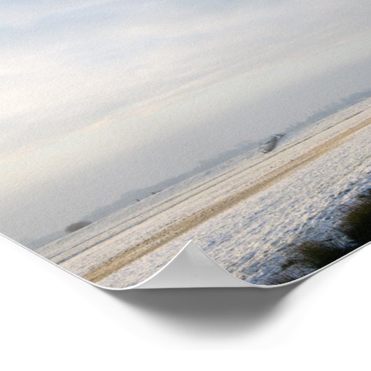 Winterlandschap met sneeuw en windmolen in Nederla Poster (Hoek)