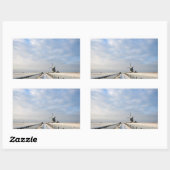 Winterlandschap met sneeuw en windmolen in Nederla Rechthoekige Sticker (Vel)