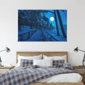 Winterlandschap met sneeuwbedekking met dennenbos canvas afdruk (Insitu (Slaapkamer))