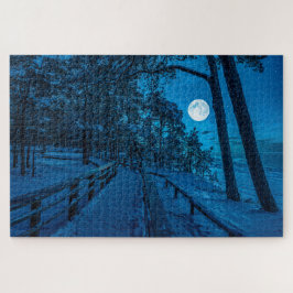 Winterlandschap met sneeuwbedekking met dennenbos legpuzzel