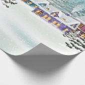 winterlandschap met sneeuwdekhuizen cadeaupapier (Hoek)