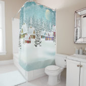 winterlandschap met sneeuwdekhuizen douchegordijn (In situ)