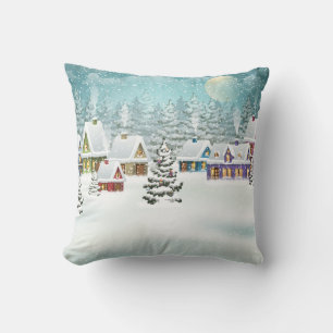 winterlandschap met sneeuwdekhuizen kussen