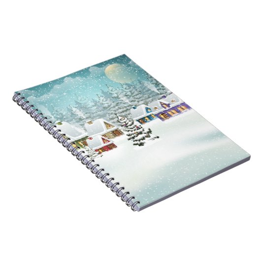 winterlandschap met sneeuwdekhuizen notitieboek (Rechterzijde)