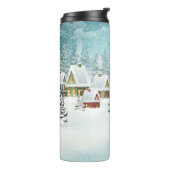 winterlandschap met sneeuwdekhuizen thermosbeker (Gedraaid links)