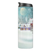 winterlandschap met sneeuwdekhuizen thermosbeker (Geroteerd rechts)