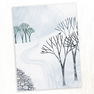 Winterlandschap met sneeuwkunst briefkaart