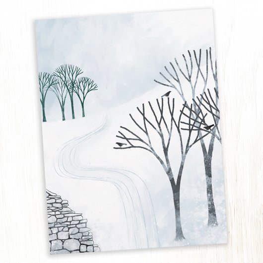 Winterlandschap met sneeuwkunst briefkaart