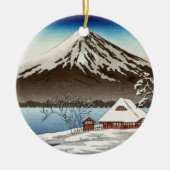 Winterlandschap met uitzicht van de berg Fuji Keramisch Ornament (Voorkant)