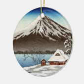 Winterlandschap met uitzicht van de berg Fuji Keramisch Ornament (Links)