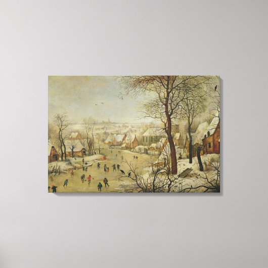 Winterlandschap met vogelvanger (olie op het panee canvas afdruk (Voorkant)