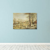 Winterlandschap met vogelvanger (olie op het panee canvas afdruk (Insitu (Houten vloer))