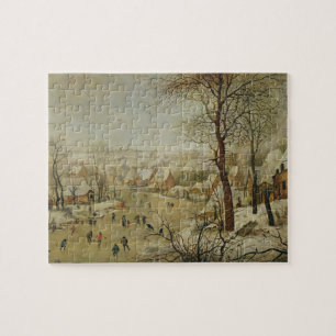 Winterlandschap met vogelvanger (olie op het panee legpuzzel