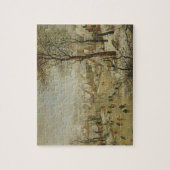 Winterlandschap met vogelvanger (olie op het panee legpuzzel (Verticaal)