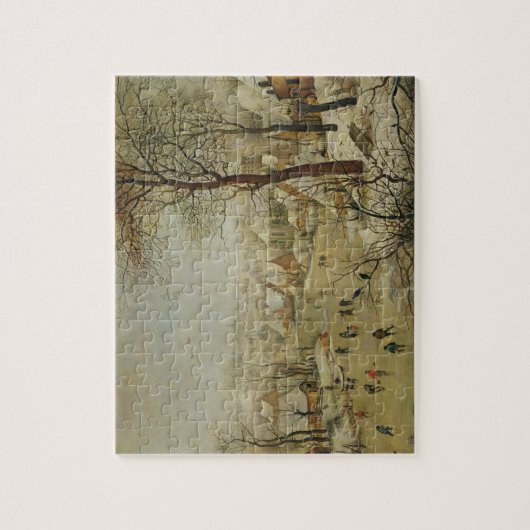 Winterlandschap met vogelvanger (olie op het panee legpuzzel (Verticaal)