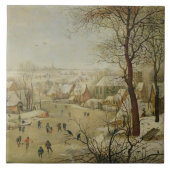 Winterlandschap met vogelvanger (olie op het panee tegeltje (Voorkant)