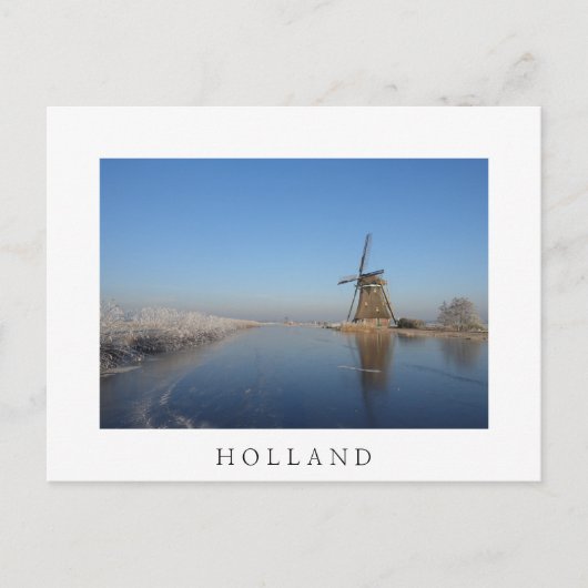 Winterlandschap met windmolen en ijs briefkaart (Voorkant)