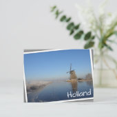 Winterlandschap met windmolen en ijs briefkaart (Staand voorkant)