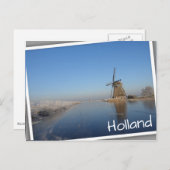 Winterlandschap met windmolen en ijs briefkaart (Voorkant / Achterkant)