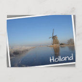Winterlandschap met windmolen en ijs briefkaart (Voorkant)
