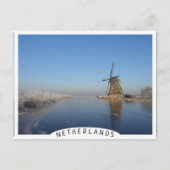 Winterlandschap met windmolen en ijs briefkaart (Voorkant)