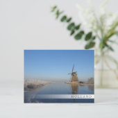Winterlandschap met windmolen en ijs briefkaart (Staand voorkant)