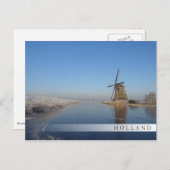 Winterlandschap met windmolen en ijs briefkaart (Voorkant / Achterkant)