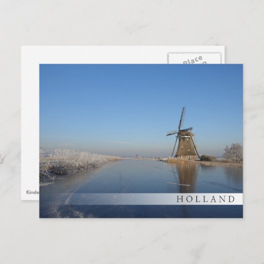 Winterlandschap met windmolen en ijs briefkaart (Voorkant / Achterkant)