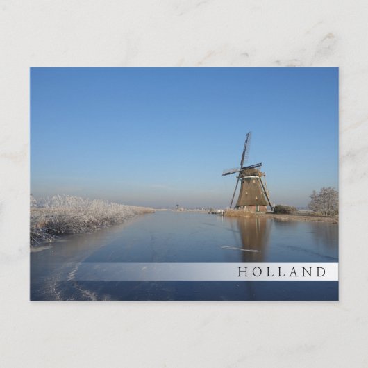 Winterlandschap met windmolen en ijs briefkaart (Voorkant)