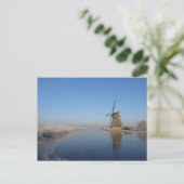 Winterlandschap met windmolen en ijs briefkaart (Staand voorkant)