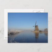 Winterlandschap met windmolen en ijs briefkaart (Voorkant / Achterkant)
