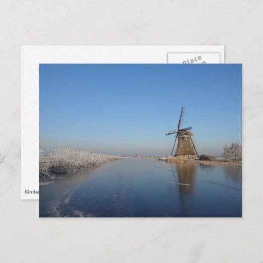 Winterlandschap met windmolen en ijs briefkaart (Voorkant / Achterkant)