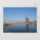 Winterlandschap met windmolen en ijs briefkaart (Voorkant)