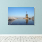 Winterlandschap met windmolen en ijs canvas afdruk (Insitu (Houten vloer))
