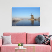 Winterlandschap met windmolen en ijs canvas afdruk (Insitu (Woonkamer))