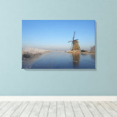 Winterlandschap met windmolen en ijs canvas afdruk (Insitu (Houten vloer))