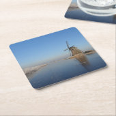 Winterlandschap met windmolen en ijs kartonnen onderzetters (Schuin)