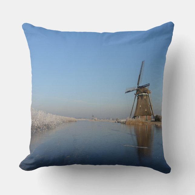 Winterlandschap met windmolen en ijs kussen (Voorkant)