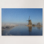 Winterlandschap met windmolen en ijs legpuzzel (Horizontaal)