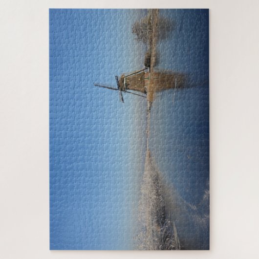 Winterlandschap met windmolen en ijs legpuzzel (Verticaal)