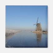 Winterlandschap met windmolen en ijs magneet (Voorkant)