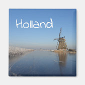 Winterlandschap met windmolen en ijs magneet (Voorkant)